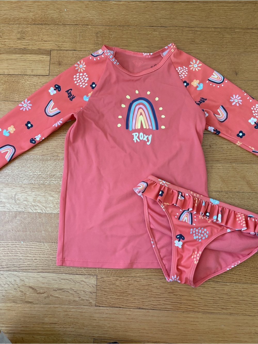 Roxy Coral Rainbow Print Long-Sleeve Rashguard Set
